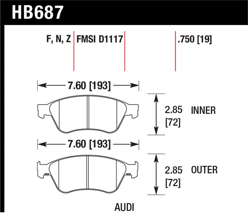 Volkswagen Phaeton Brake Pads - Front - Hawk Performance - HPS Performance Street - `04-`06